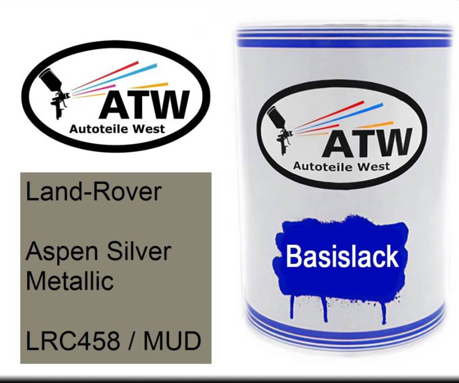 Land-Rover, Aspen Silver Metallic, LRC458 / MUD: 500ml Lackdose, von ATW Autoteile West.